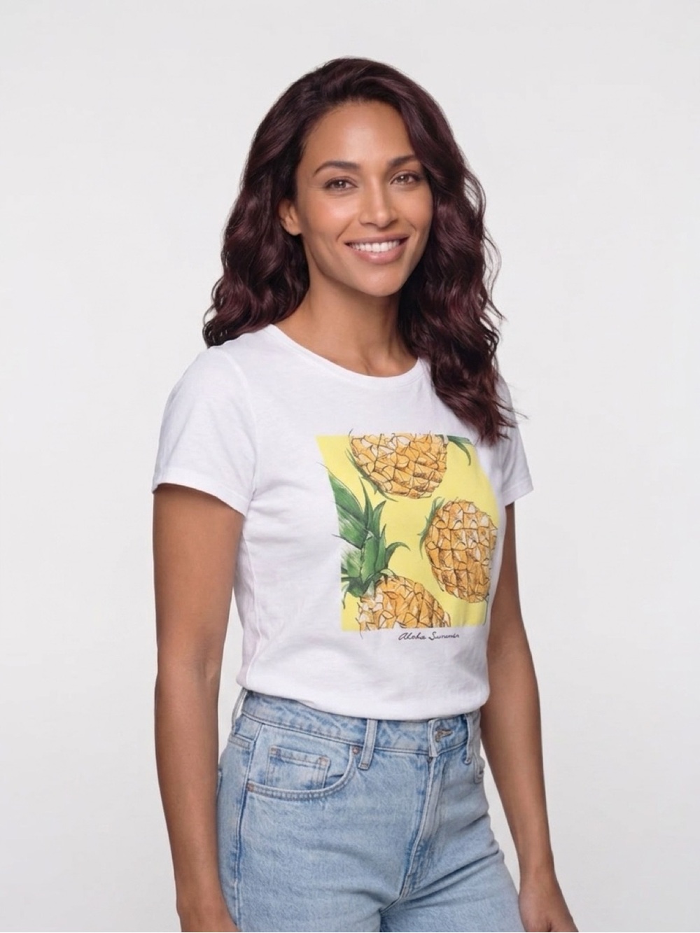 🆕H&M PINEAPPLE GRAPHIC PRINTED T-SHIRT “ALOHA SUMMER”